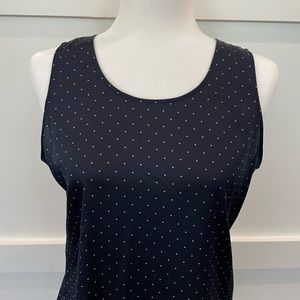 Ann Taylor Navy and White Polka Dot Blouse